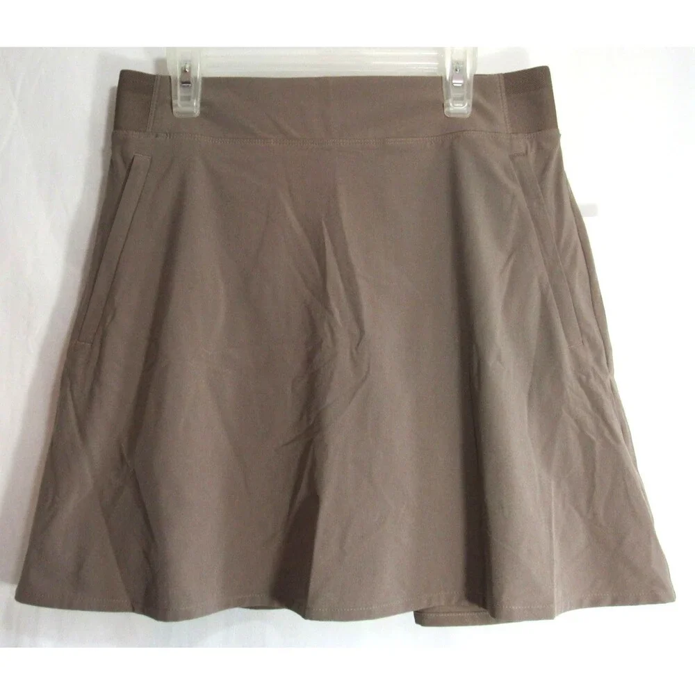 Athleta Brooklyn Heights Brown Jute Short Zip Pockets Skort Size 2 NWT
